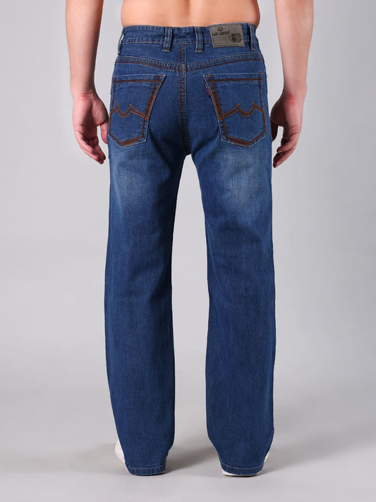 Men's Light Blue Washed Straight Leg Jeans