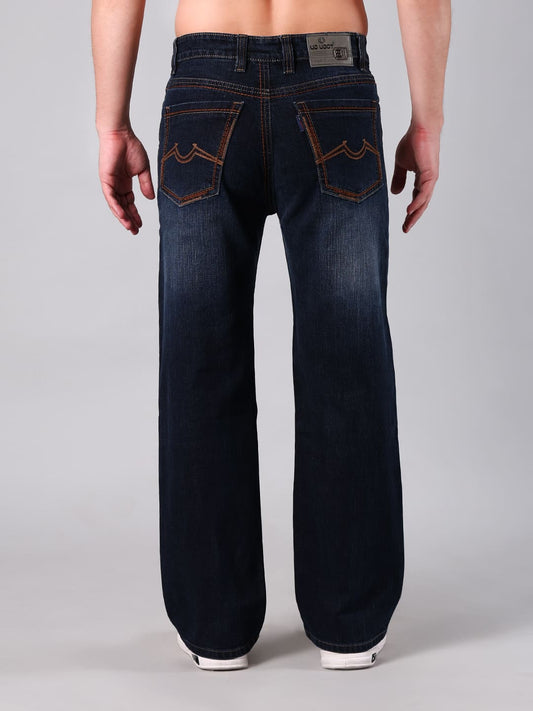 Men's Dark Indigo Washed Straight Fit Denim Jeans
