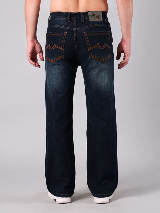 Men's Dark Blue Washed Straight Fit Jeans