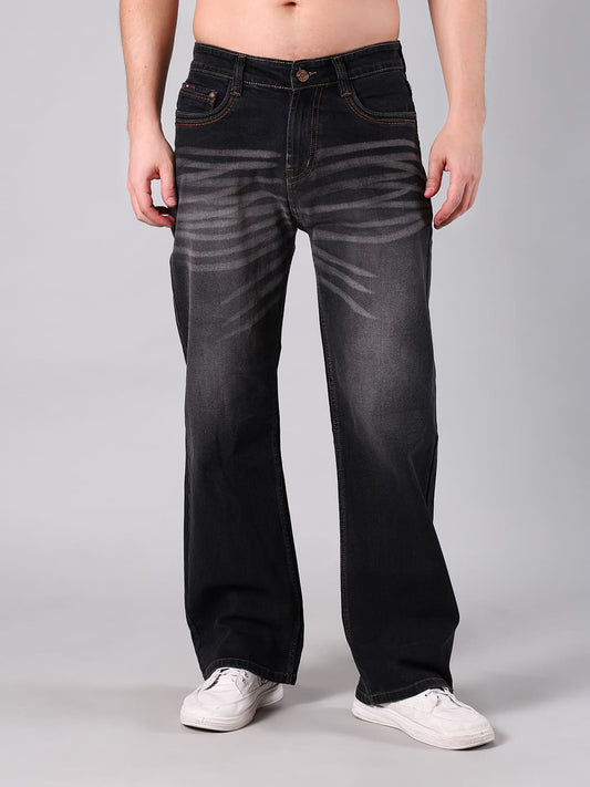 Men's Dark Grey Washed Straight Fit Jeans