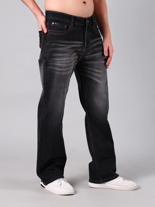 Men's Dark Grey Washed Straight Fit Jeans