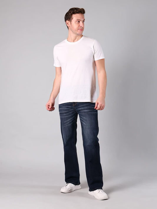 Men's Dark Indigo Faded Straight Fit Jeans