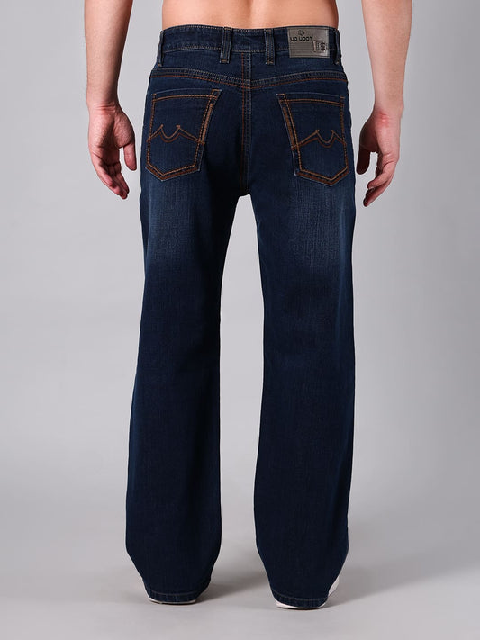 Men's Straight Fit Dark Indigo Wash Minor Slub Denim Jeans