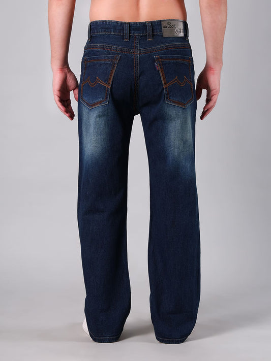 Men's Straight Fit Dark Blue Minor Slub Denim Jeans
