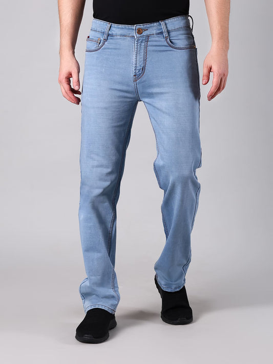 Men’s Ice Blue Flat Finish 3/1 Cotton Denim Comfort Fit Jeans