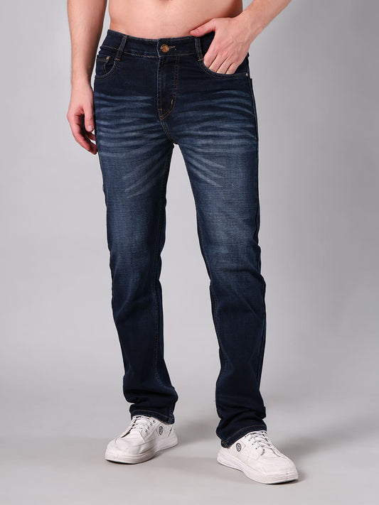 Men’s Dark Indigo Flat Finish 3/1 Minor Slub Cotton Denim Comfort Fit Jeans