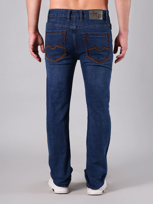 Men’s Mid Blue Flat Finish 3/1 Minor Slub Cotton Denim Comfort Fit Jeans