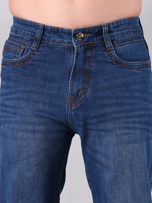 Men's Light Blue Washed Straight Leg Jeans