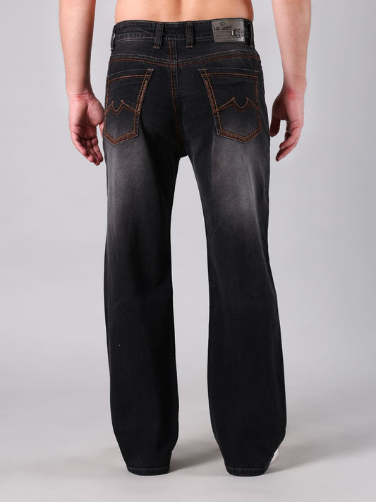 Men's Dark Grey Washed Straight Fit Jeans