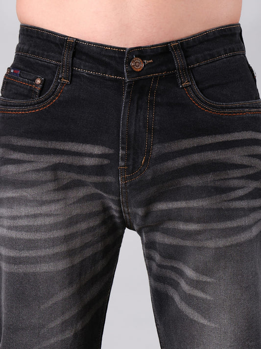 Men's Dark Grey Washed Straight Fit Jeans