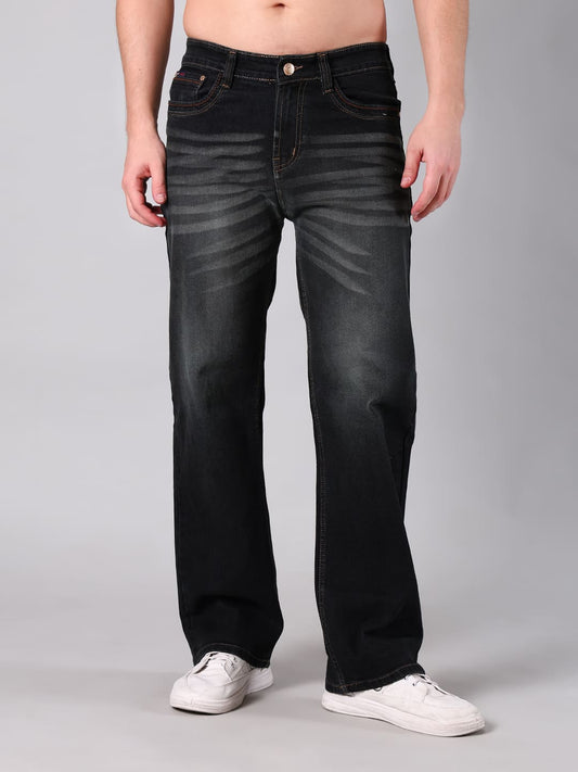 Men's Charcoal Black Washed Straight Fit Jeans
