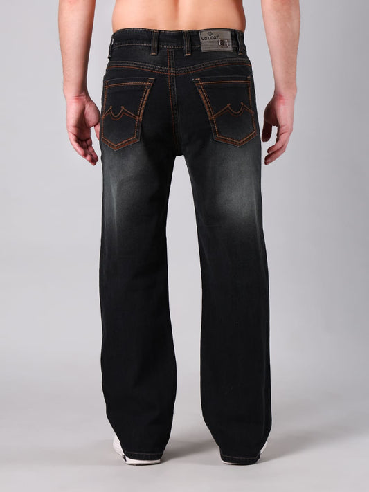 Men's Charcoal Black Washed Straight Fit Jeans