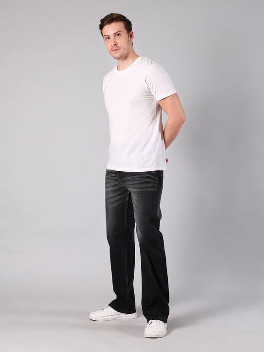 Men's Charcoal Black Washed Straight Fit Jeans