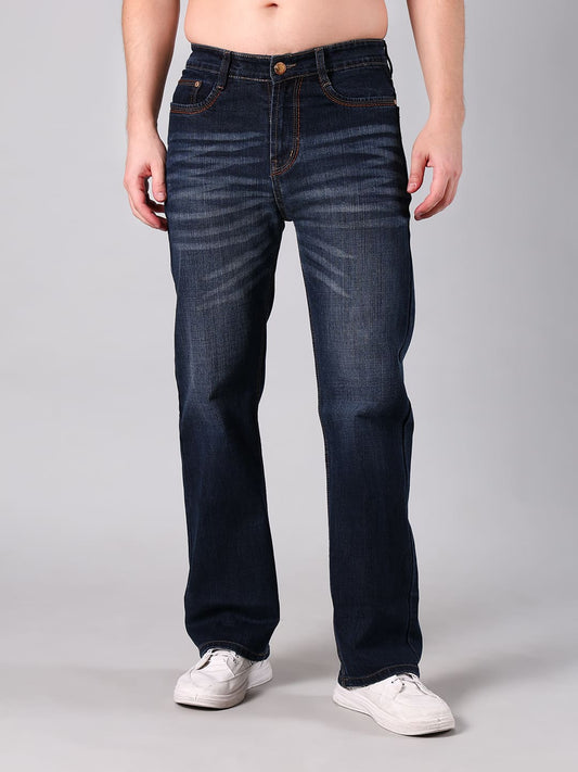 Men's Dark Indigo Faded Straight Fit Jeans