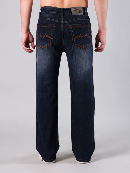 Men's Dark Indigo Faded Straight Fit Jeans