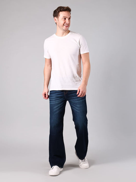 Men's Straight Fit Dark Blue Wash Cotton Denim Jeans