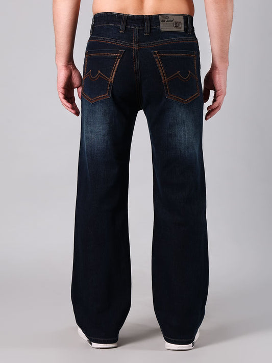 Men's Straight Fit Dark Indigo Wash Minor Slub Denim Jeans