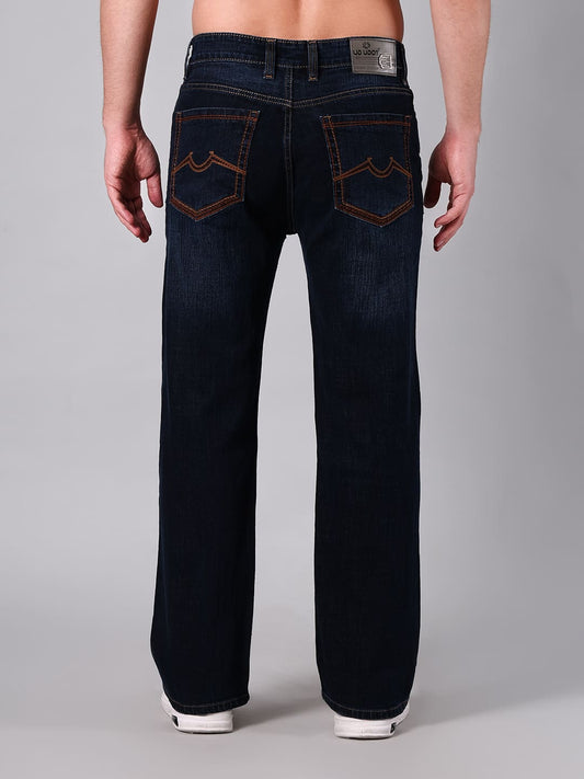 Men's Straight Fit Dark Indigo Wash Minor Slub Denim Jeans