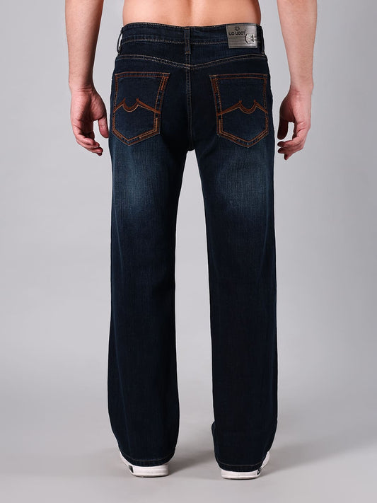 Men's Straight Fit Dark Blue Minor Slub Denim Jeans