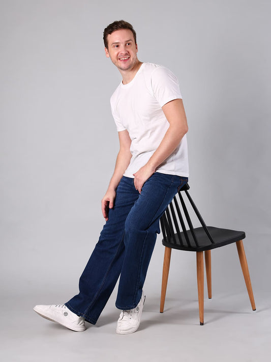 Men's Straight Fit Dark Indigo Minor Slub Denim Jeans