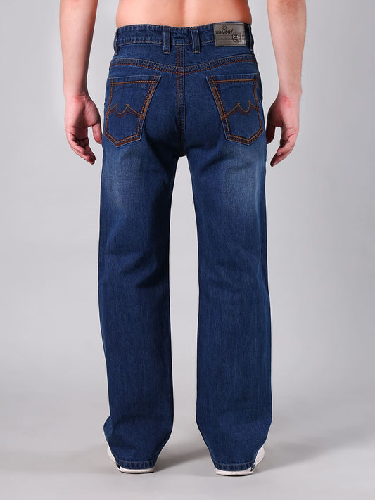 Men's Straight Fit Navy Blue Wash Minor Slub Denim Jeans