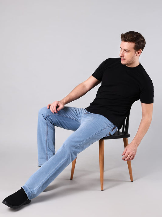Men’s Ice Blue Flat Finish 3/1 Cotton Denim Comfort Fit Jeans